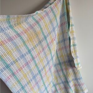 Vintage Beacon pastel plaid waffle weave baby blanket